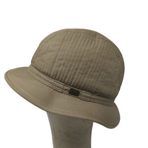 London Fog Men's Bucket Hat Tan Brimmed Patch Logo Stitched Accents